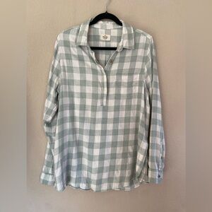 Marine Layer Women's Long Sleeve Shirt Checkered Relaxed Green Sz XL popover